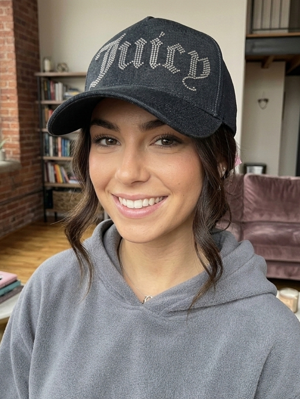 Juicy Couture Black Rhinestone 'Juicy' Logo Cap- NWT
